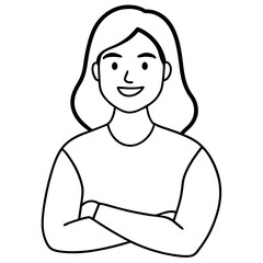 illustration of a smiling woman with her arms crossed 