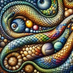Fototapeta premium Surrealism A dreamlike and fantastical depiction of the snake's