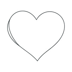 Heart continuous one line drawing, Black and white vector minimalist illustration of love concept made of one line