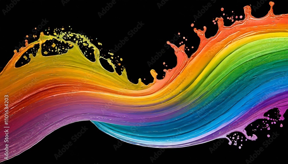 Poster vibrant rainbow wave of colorful paint splash with dynamic design flow, perfect for artistic creatio