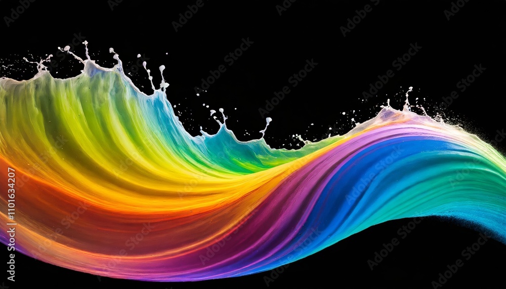 Poster vibrant rainbow wave - dynamic and colorful paint splash in fluid motion, perfect for modern isolate