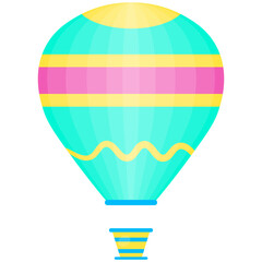 Hot Air Balloon Illustration in Cartoon Design and Concept. Isolated on White Background