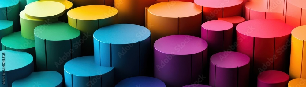 Aufkleber a vibrant array of colorful cylindrical shapes arranged in a visually striking pattern, showcasing a