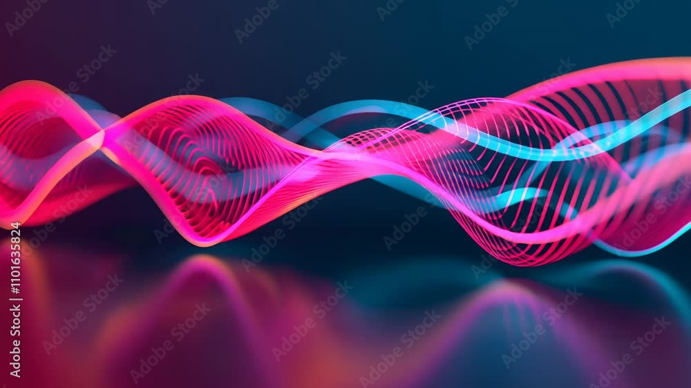 Poster abstract wave forms in vibrant colors create a captivating visual experience, technology and music t