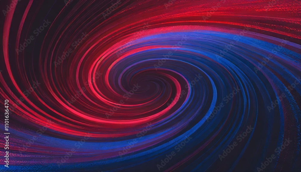 Poster vibrant abstract red and blue spiral design featuring dynamic circle orbit rotation with space for t