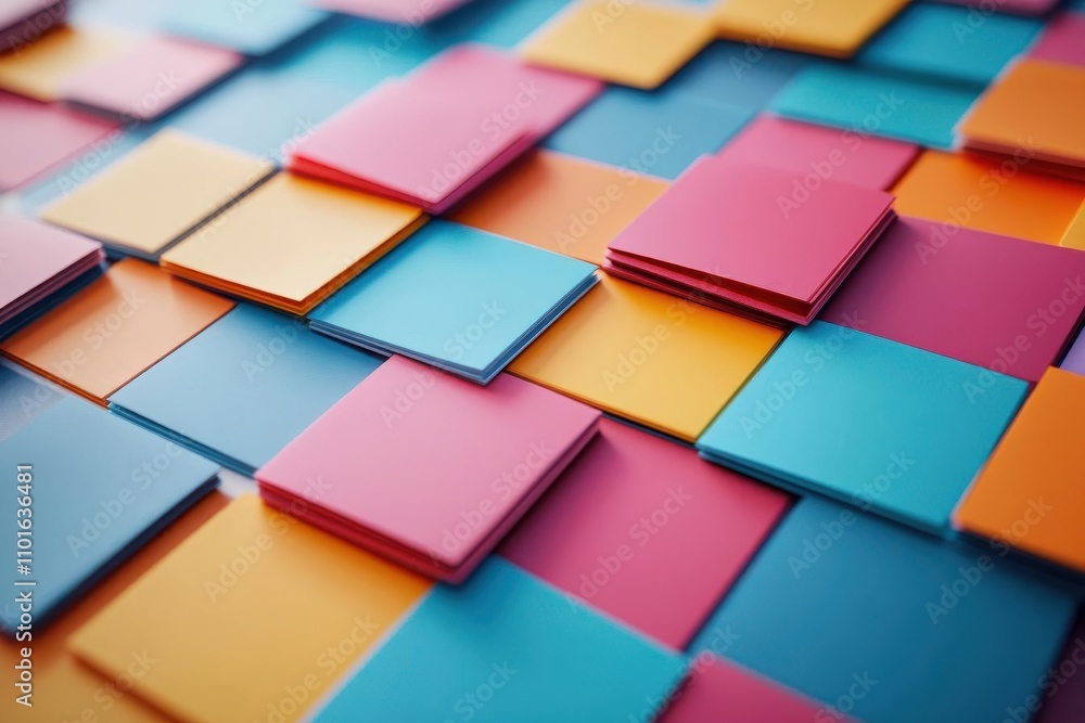 Aufkleber a vibrant arrangement of colorful square cards, creating a visually appealing pattern that showcases