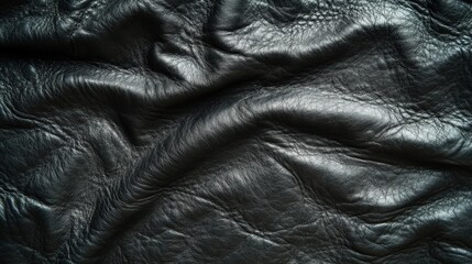 Fototapeta premium Textured Black Leather Surface Close-Up