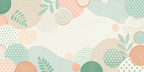 Abstract Pastel Background with Organic Shapes and Floral Elements