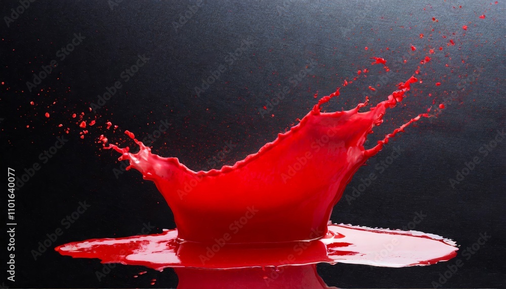 Poster vibrant red splash paint stain on transparent background â€“ high-resolution artistic design for cre