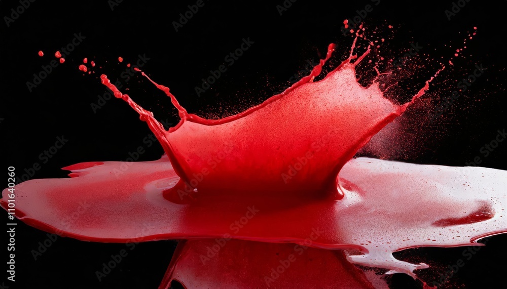Poster dynamic red splash paint stain design on a transparent background for creative projects, graphic des