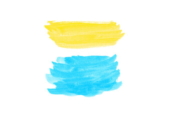 Yellow and blue watercolor background texture isolated on a white