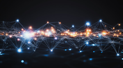 Obraz premium abstract professional business team people innovation connection of line from nail node to node on map background , networking concept