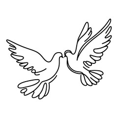 White dove in one continuous line drawing. Bird symbol of peace and freedom in simple linear style. Concept for national labor movement icon. Editable stroke. Doodle outline vector illustration