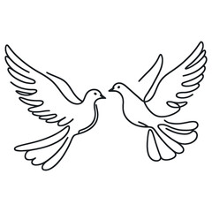 White dove in one continuous line drawing. Bird symbol of peace and freedom in simple linear style. Concept for national labor movement icon. Editable stroke. Doodle outline vector illustration