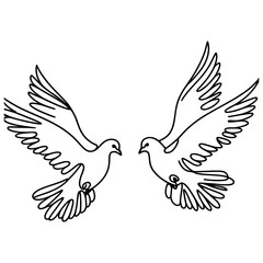 White dove in one continuous line drawing. Bird symbol of peace and freedom in simple linear style. Concept for national labor movement icon. Editable stroke. Doodle outline vector illustration