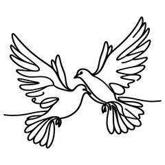 White dove in one continuous line drawing. Bird symbol of peace and freedom in simple linear style. Concept for national labor movement icon. Editable stroke. Doodle outline vector illustration
