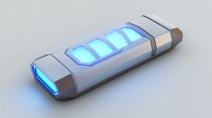 Futuristic Energy Cell Glowing Bright Blue Light