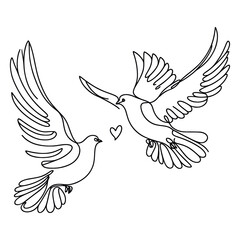 White dove in one continuous line drawing. Bird symbol of peace and freedom in simple linear style. Concept for national labor movement icon. Editable stroke. Doodle outline vector illustration