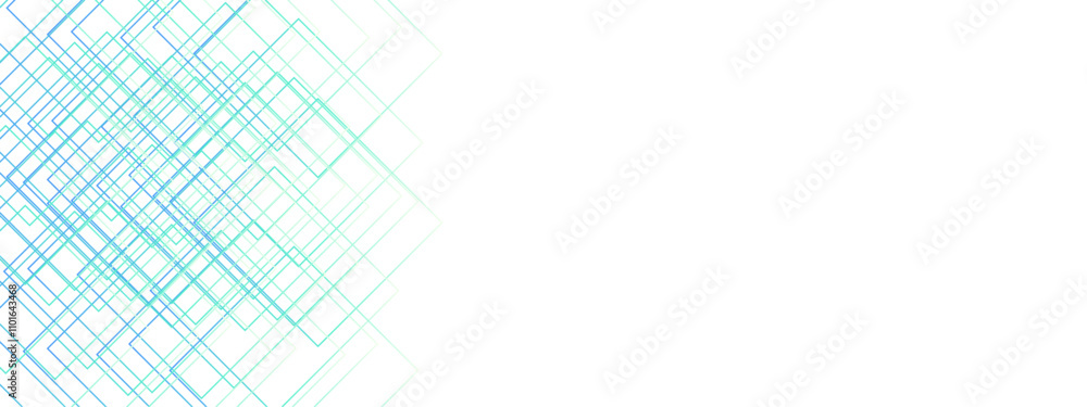 Aufkleber Light Ornament Technology Vector Panoramic. Isometric squares & Geometric lines. banner design, illustration technology with line pattern. Digital technology and engineering background