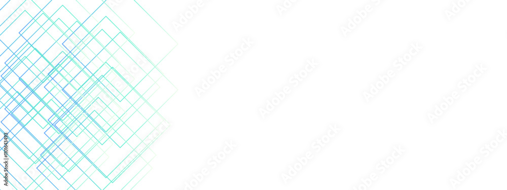 Poster light ornament technology vector panoramic. isometric squares & geometric lines. banner design, illu
