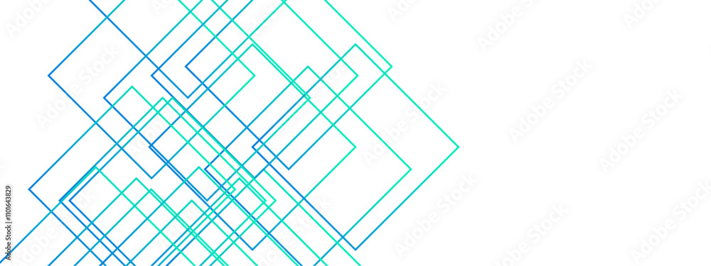 Aufkleber Light Ornament Technology Vector Panoramic. Isometric squares & Geometric lines. banner design, illustration technology with line pattern. Digital technology and engineering background
