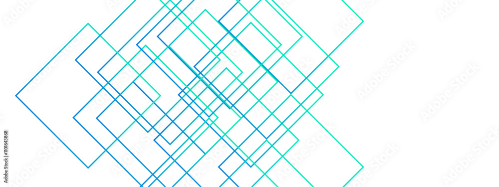 Poster light ornament technology vector panoramic. isometric squares & geometric lines. banner design, illu