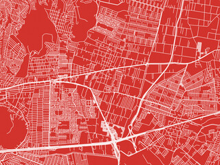 Christmas Map of Ixtapaluca, Mexico in Snowy White on Festive Red Background.