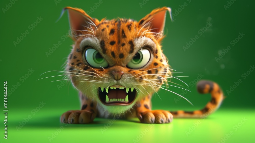 Poster a digitally rendered cheetah snarling aggressively with sharp teeth exposed and ears pinned back. th