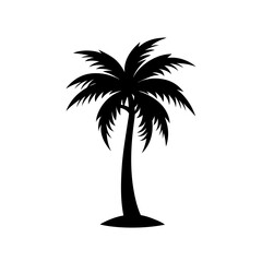 A Palm tree vector silhouette isolated on a white background, Tropical palm tree black clipart. Tropical palm tree