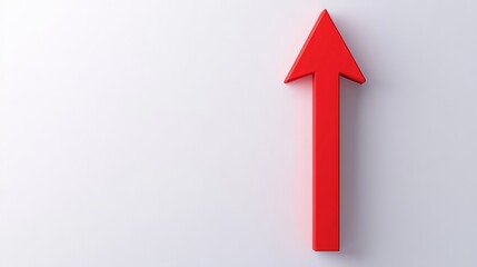 The economic risk with trade barriers concept. Red arrow pointing upward on a plain background.