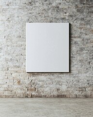 Blank Canvas Mockup White Square on Rustic Brick Wall