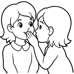 illustration of little girls whispering secrets