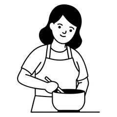 illustration of young woman cooking