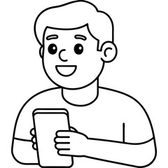  internet and smartphone addiction cartoon illustration