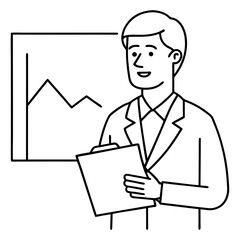 man corporate analyst looks at diagram