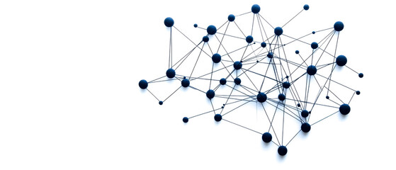 A web of interconnected nodes and lines, representing a network structure that symbolizes relationships and data flow.