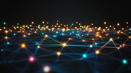 Fototapeta premium abstract professional business team people innovation connection of line from nail node to node on map background , networking concept