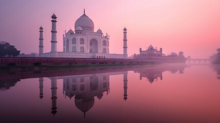 A majestic sunrise illuminates the Taj Mahal.