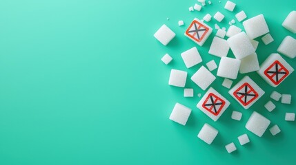 Obraz premium Illustrated sugar cubes with warning signs