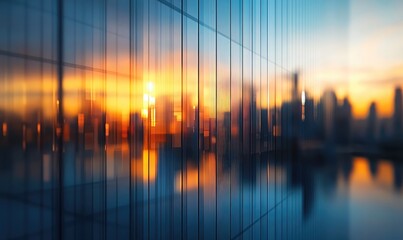 Modern Glass Building Sunset Cityscape Reflection