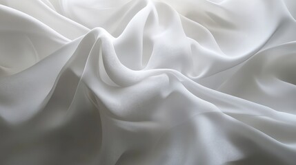 Obraz premium Luminous white silk fabric gracefully draped, showcasing fluid movement and soft folds that evoke an atmosphere of elegance and mystery.