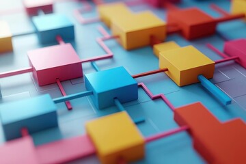 Team management tracker flat design side view resource execution theme 3D render complementary color scheme