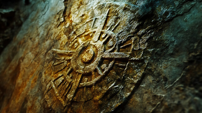  Cryptic symbols etched into a stone wall, revealing a hidden secret (1)