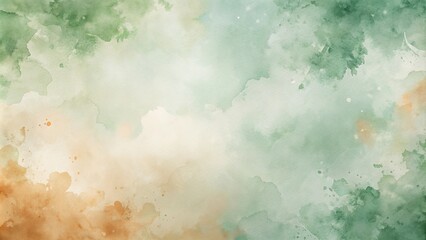 Obraz premium Abstract Watercolor Wash in Earthy Tones Subtle Green and Beige Splashes