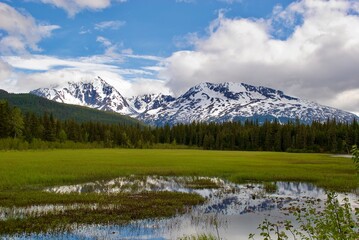 landscape with lake and mountains