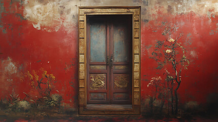  Illustration of a secret door hidden within an ornate painting frame (2)