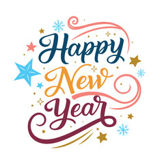 Happy new year 2025 wish t-shirt text typography design