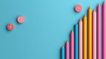 Team productivity dashboard flat design top view workforce planning theme 3D render vivid