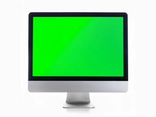 Fototapeta premium Computer monitor screen with green screen isolated on white background with clipping path 