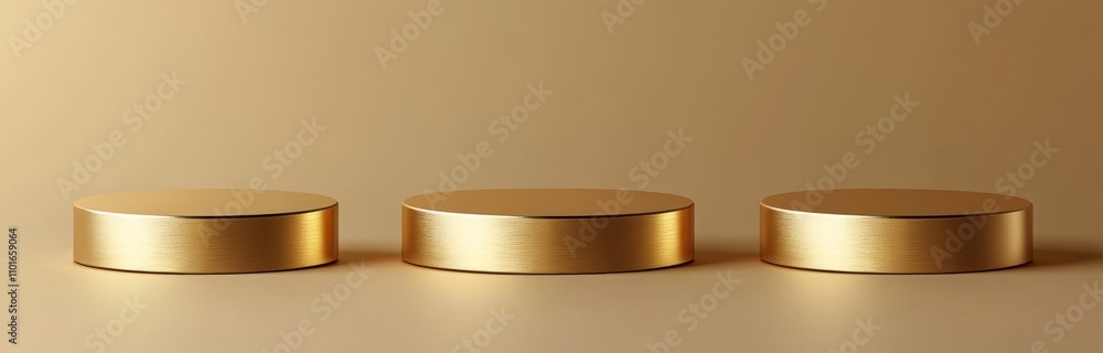 Poster 3d render of a minimal gold podium scene background for product display presentation